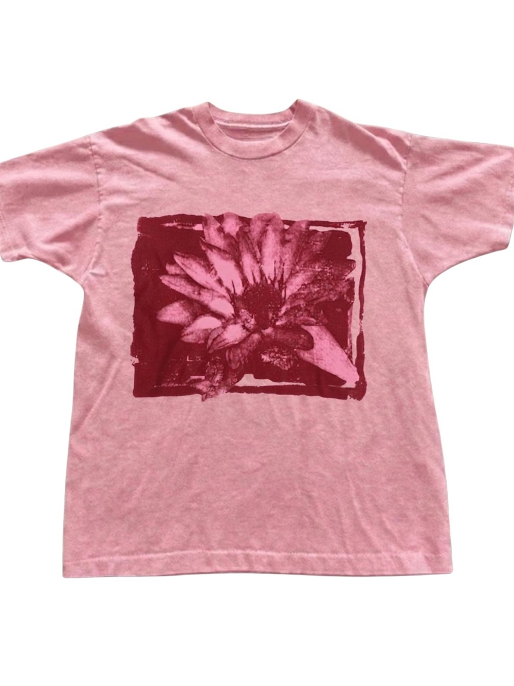 Gildan Pink Floral Graphic Crewneck T-Shirt